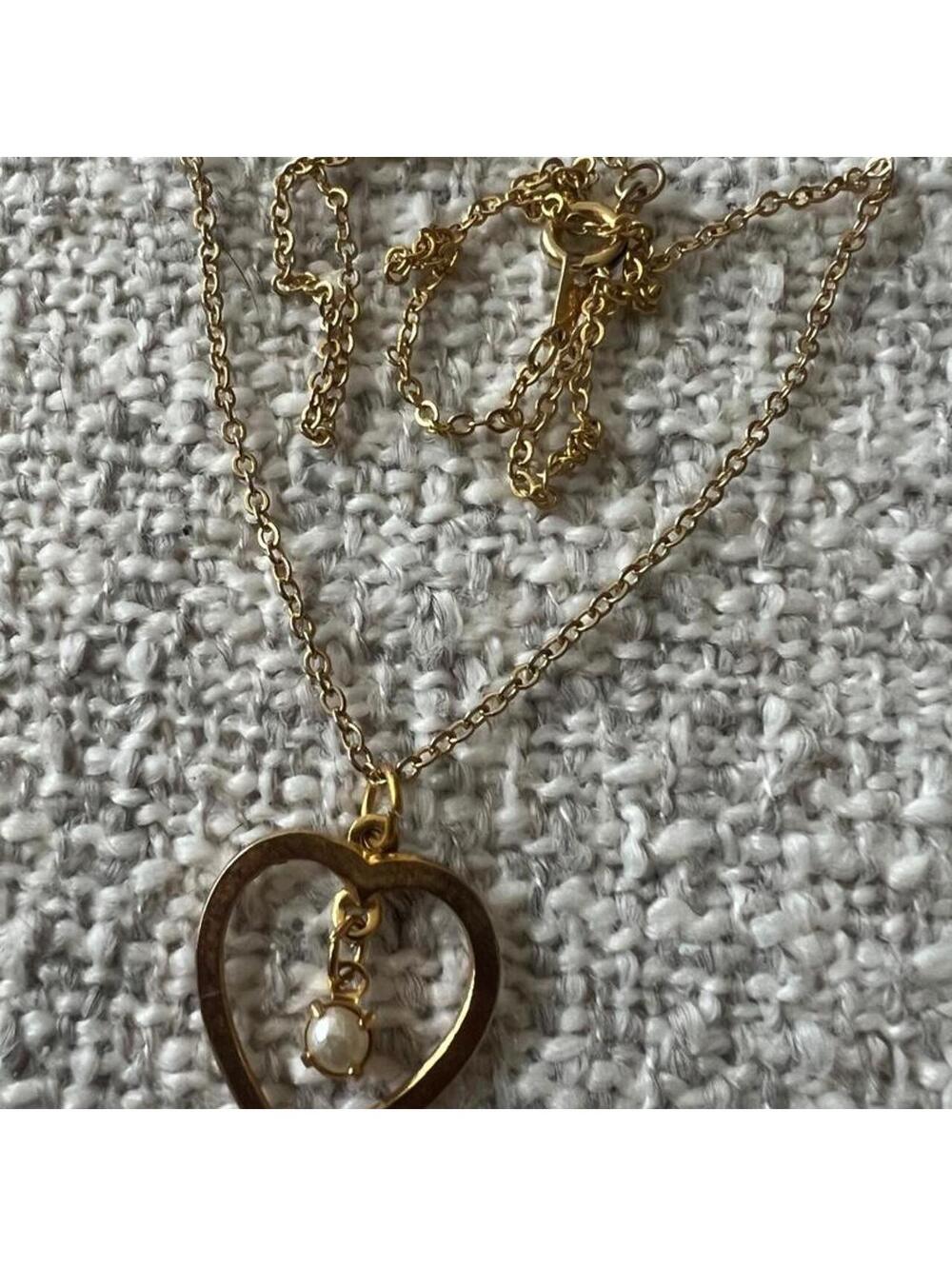 Open Heart Faux Pearl Necklace